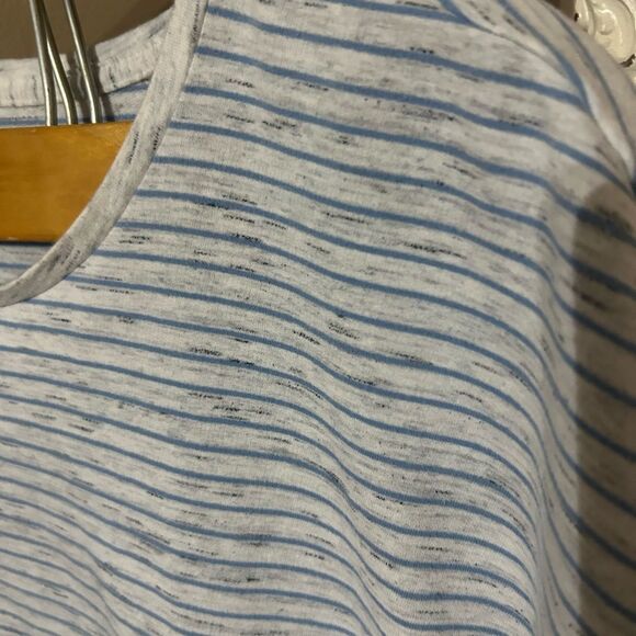 Abercrombie Blue & Grey Striped Hi Low Shirt Nautical Coastal Cool - Picture 8 of 13